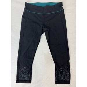 Lululemon Tight Stuff II Tights Full-On Luxtreme Fabric Black Teal Women Size 10